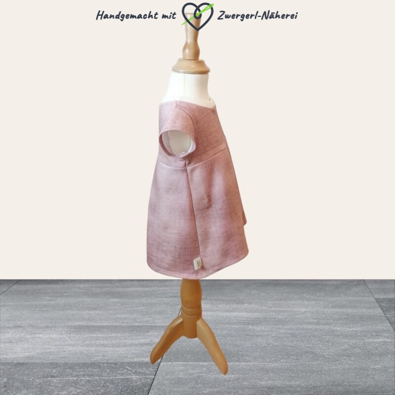 Mädchenkleid rosa Jeans-Look Sommerlook handmade Seitenansicht