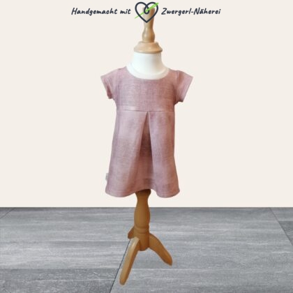 Mädchenkleid rosa Jeans-Look Sommerlook handmade Vorderansicht