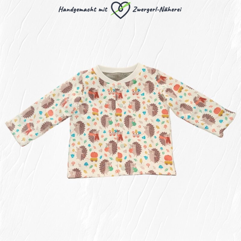 Wendejacke Savanne und umseitig Igel-Motiv in Bio-Qualität Igel aussen