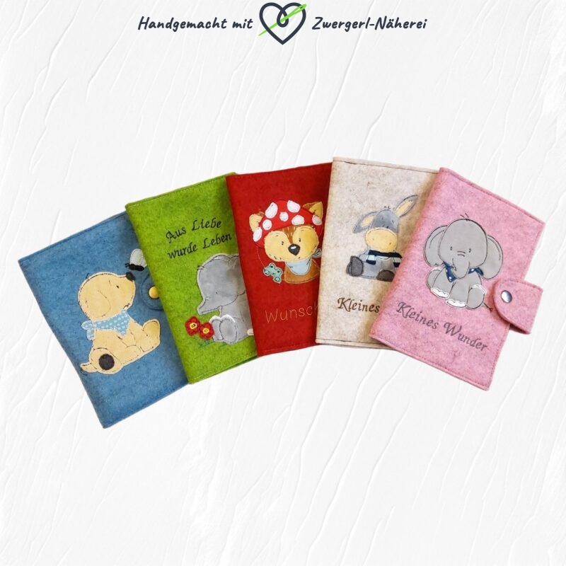 Mutter-Kind-Pass Hüllen Merino-Woll-Filz personalisierbar handmade aus Österreich für Babys und Kleinkinder