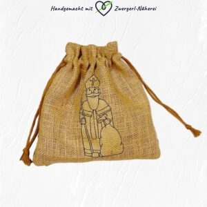 Nikolaussackerl aus Jute personalisierbar natur handmade Nikolaus für Babys und Kleinkinder