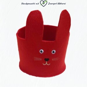 Osterkörbchen roter Filz Vorderansicht handmade für Babys und Kleinkinder