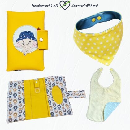 Starter-Set Geschenk-Set Gelb für stolze Eltern handmade Qualität Babyausstattung Kindermode Babyaccessoires