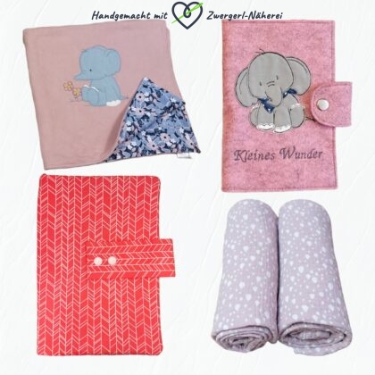 Starter-Set Geschenk-Set Rosa für Mädchen in handmade Qualität Babyausstattung Kindermode Babyaccessoires