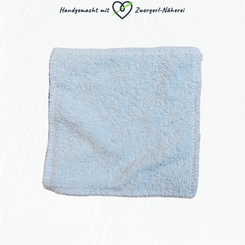Baby-Waschtuch Baumwoll-Reinigungstuch Blau Blue-Grid Muster blaue Wendeseite handmade Babyausstattung Babyaccessoires