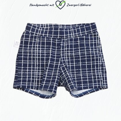 Kinder-Shorts kurze Hose im blauen Gitterlook handmade Top Qualität